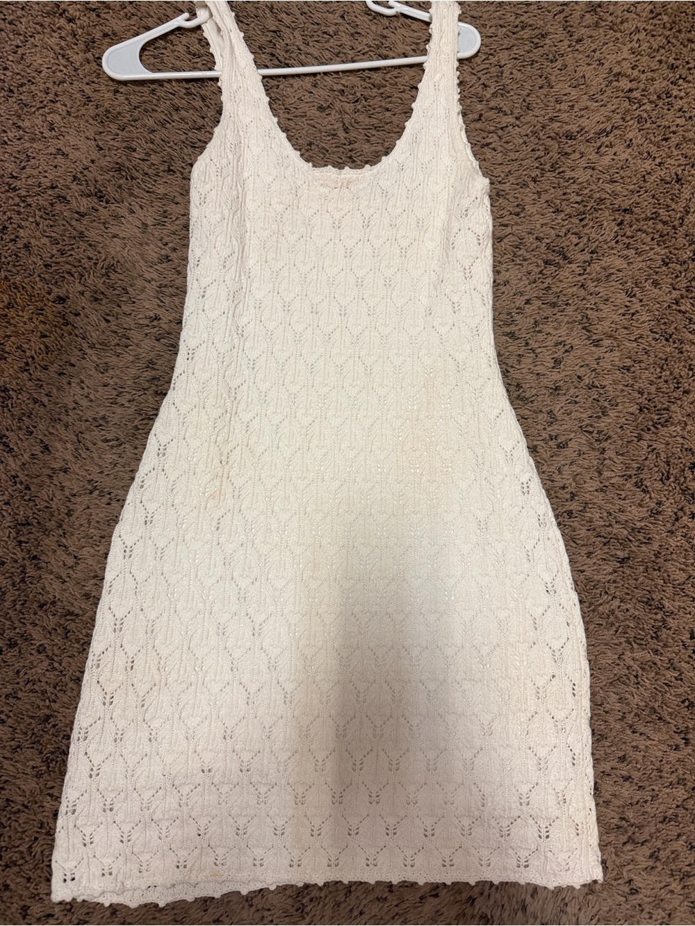 Steve Madden Cream Crochet Knit Mini Dress